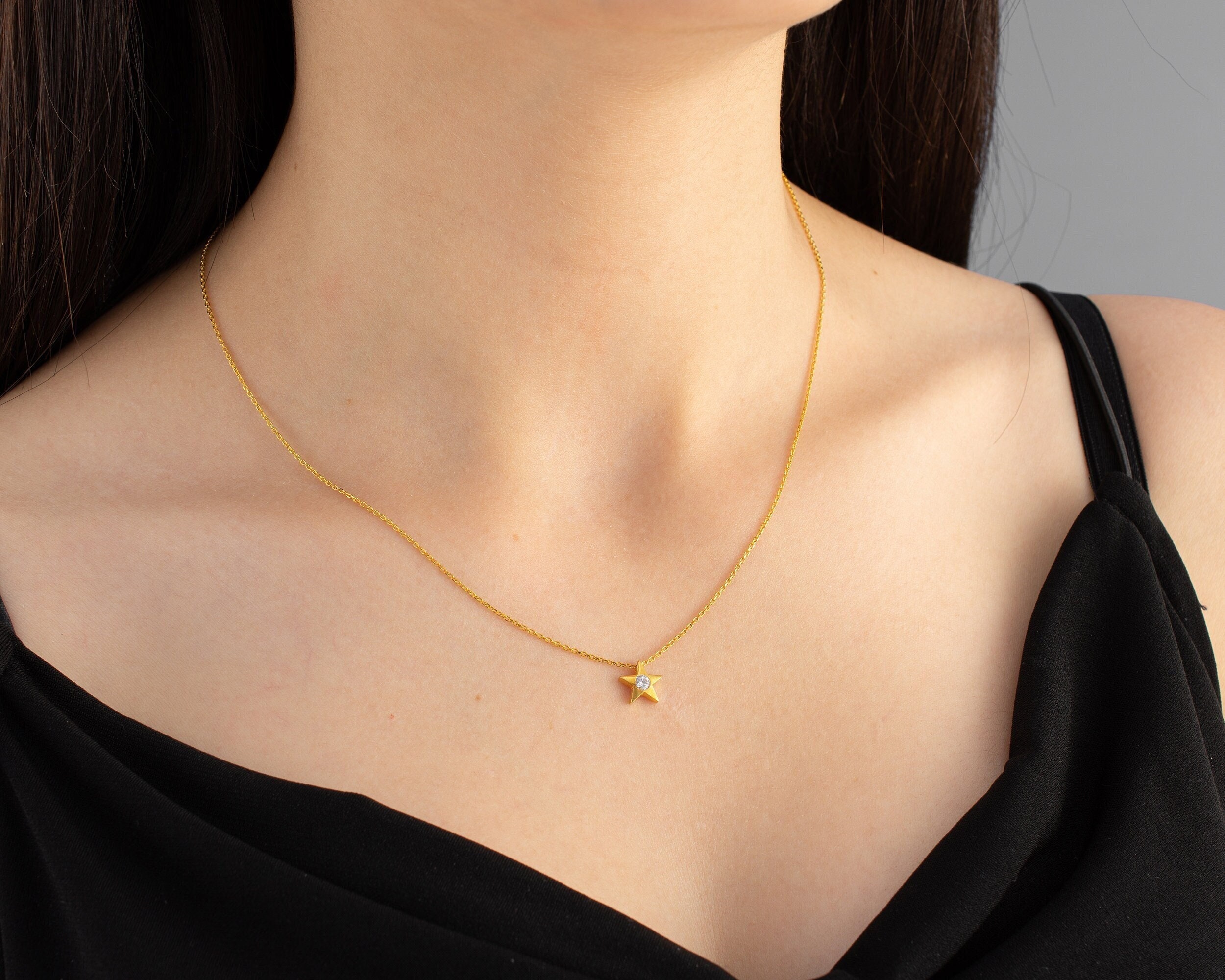 Star Necklace Star Pendant Diamond Necklace Cz Diamond Pendant Minimalist Necklace Bridal Party Necklace Star Jewellery Star Jewelry Etsy Canada