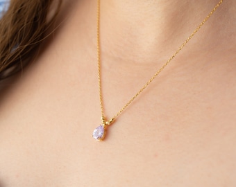 June Birthstone Necklace, Teardrop Silver Necklace, Christmas Gift Necklace, CZ Birthstone Necklace, June Birthday Gift, Birthstone Necklace