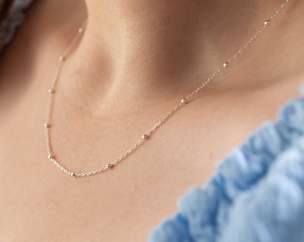 Ball Chain Necklace, Sterling Silver Necklace, Christmas Silver Necklace, Silver Jewellery Ncecklace, Bead Chain Necklace, Gift Necklace