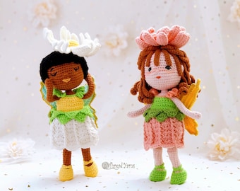 GERBERA & SHASTA Daisy Flower Fairies - ENGLISH Pdf pattern - Crochet amigurumi pattern