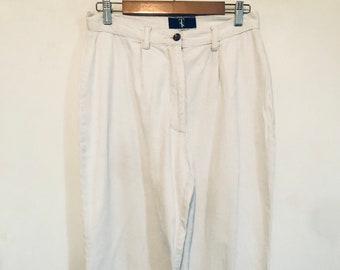 Pantalon jupe-culotte en velours côtelé blanc vintage des années 1990 | Pantalon vintage en velours côtelé à taille haute | Pantalon en velours côtelé | Jupe-culotte droite vintage blanche