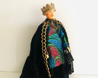 1970s Vintage Peggy Nisbet Authenticated Collectible King Arthur Doll | Medieval Costume Doll | Vintage Costumer Design | 50s Medieval Doll