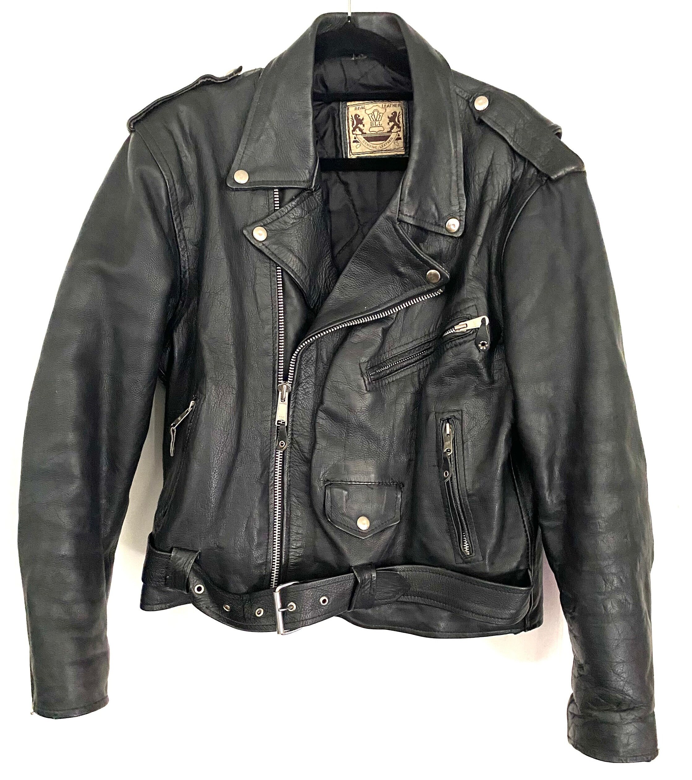 1990s Vintage Classic Black Leather Motorcycle Jacket 1990s Vintage Classic Black Leather Motorcycle Jacket