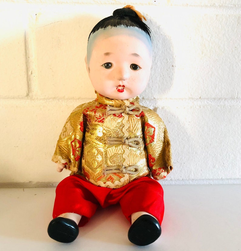 1950s Vintage Bisque Twin China Dolls Ichimatsu Gufun Japanese Baby Dolls Vintage Bisque Folk Dolls Midcentury Twin Dolls image 4