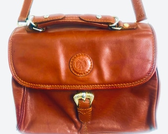 1990s Vintage Brown Leather Cross Body Satchel | Vintage Soft Leather Messenger Bag | Vintage Brown Leather Crossbody Bag | Vintage Satchel