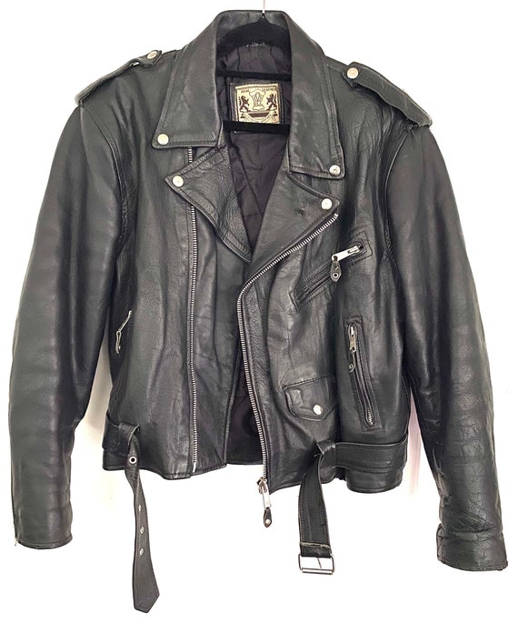 1990s Vintage Classic Black Leather Motorcycle Jacket 1990s Vintage Classic Black Leather Motorcycle Jacket