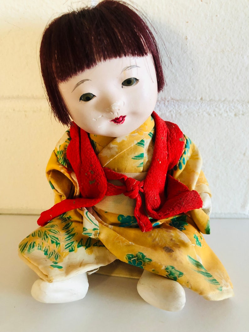 1950s Vintage Bisque Twin China Dolls Ichimatsu Gufun Japanese Baby Dolls Vintage Bisque Folk Dolls Midcentury Twin Dolls image 2