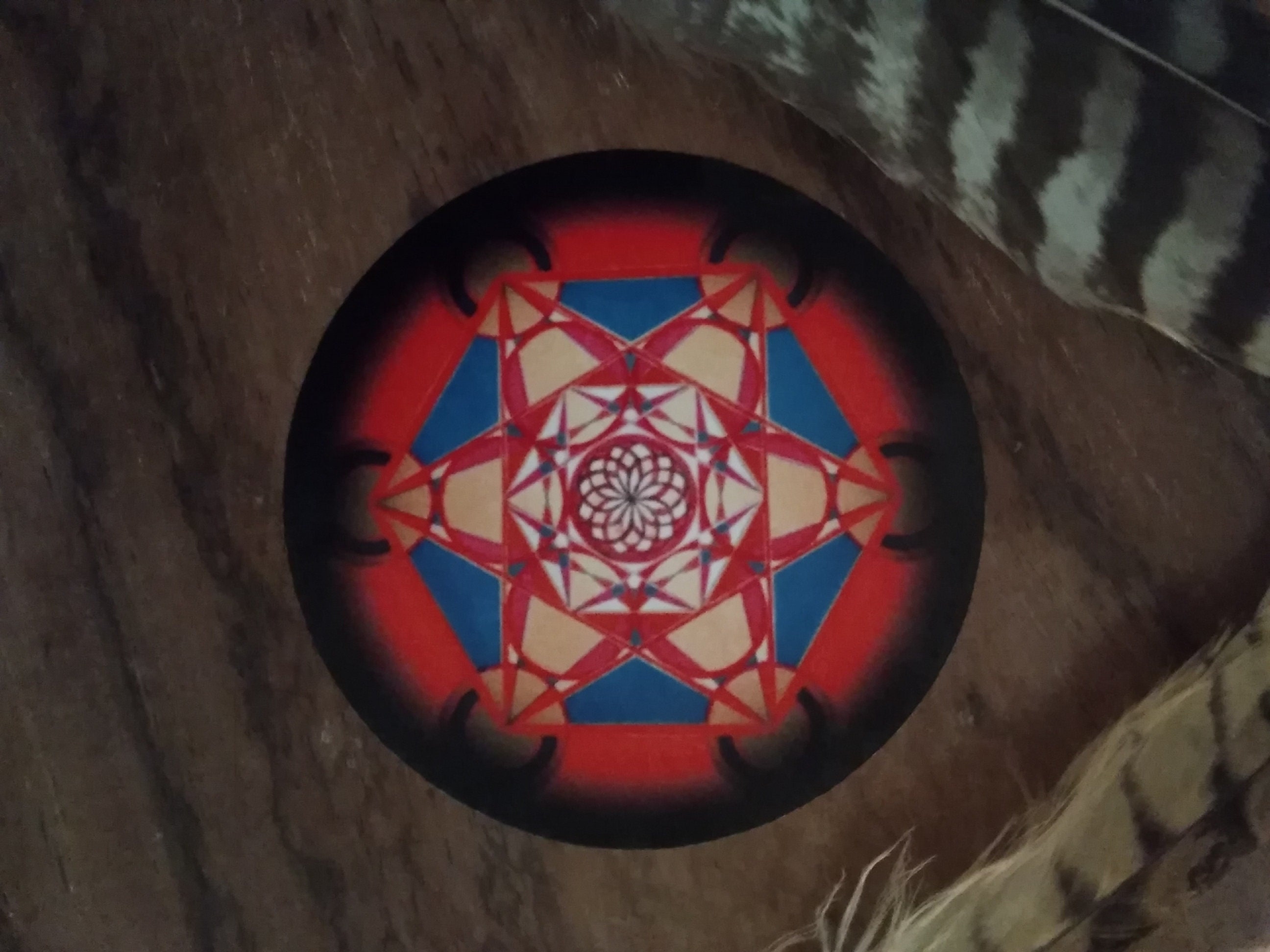 Autocollant Repositionnable de Forme Ronde, Cube Métatron, Géométrie Sacrée