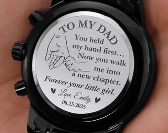 Personalized Father of the Bride Gift, Watch for Dad,  Wedding Gift From Bride To Dad, Custom Engraved Watch, Gift from Daughter, Watch