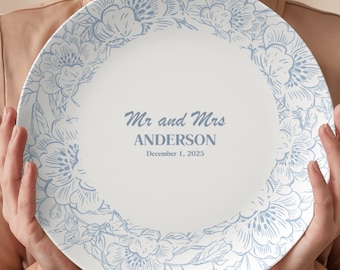 Gifts For Brides To Be, Custom Engagement Gift, Mr and Mrs Wedding Plate, Wedding Gift, Custom Wedding Cake Plate (Shatterproof Polymer)