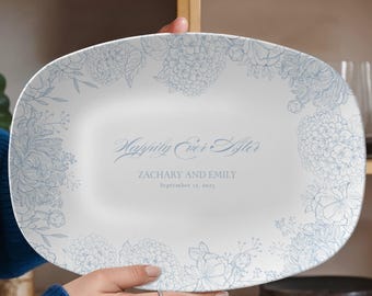 Personalized Bridal Shower Gift, Wedding Plates (Shatterproof Polymer), Custom Wedding Gift, Personalized Platter, Gift for Groom and Bride