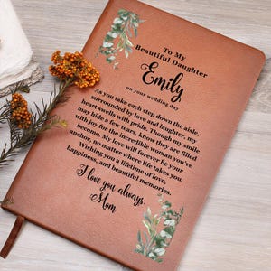 To My Daughter On Her Wedding Day, Bride Gift From Mom, Personalized Leather Journal Notebook, Wedding Gift, Bridal Shower Gift For Daughter