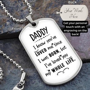 To My Dad Dog Tag Necklace, Fathers Day Gift, Personalized Dog Tag Necklace For Dad, Dad Gifts, Birthday Gift For Dad, Engraved Necklace