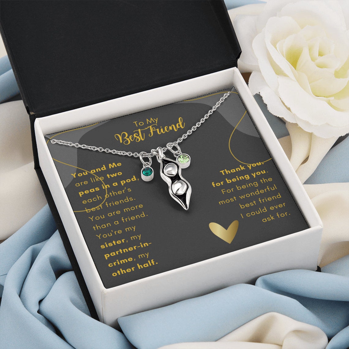 Friendship Gift Two Peas in a Pod Necklace Unique Gift for Etsy
