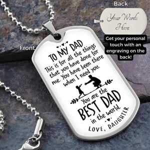 Personalized Dog Tag Necklace For Dad, Fathers Day Gift, Dad Gifts, Custom Dog Tag, Birthday Gift For Dad, Gift For Him, Engraved Necklace
