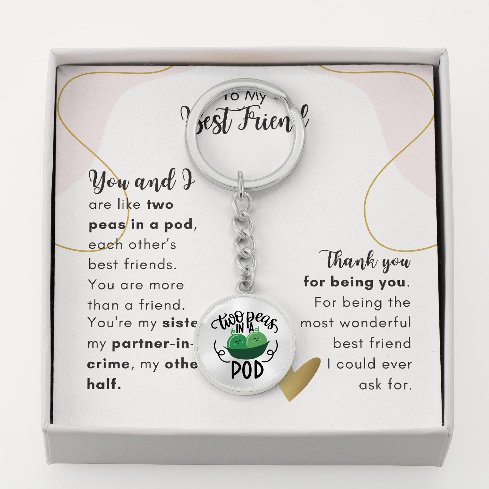Best Friend Two Peas in A Pod Keychain With Engraving Etsy