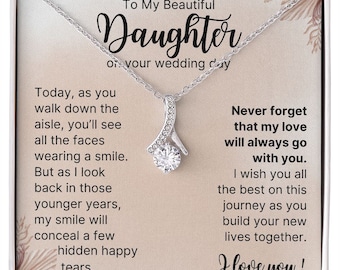 To My Daughter On Her Wedding Day, Bride Gift From Mom, To My Daughter On Your Wedding Day, From Mother To Daughter Necklace, Bridal Gifts