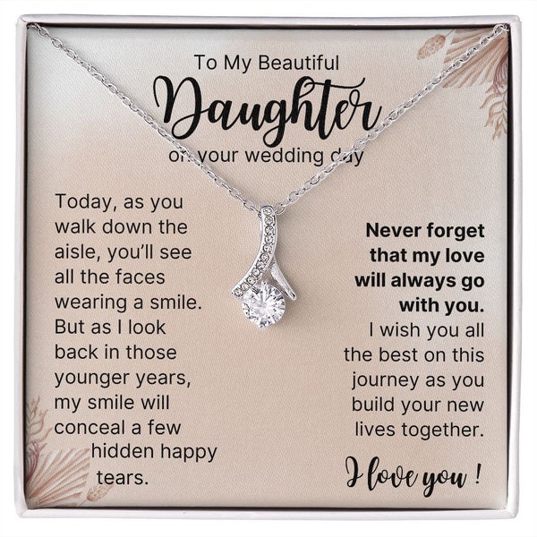 To My Daughter On Her Wedding Day, Bride Gift From Mom, To My Daughter On Your Wedding Day, From Mother To Daughter Necklace, Bridal Gifts