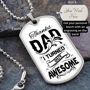 Custom Dog Tag Necklace: Fathers Day Gift For Dad, Dad Gifts, Custom Dog Tag, Birthday Gift For Dad, Gift For Him, Engraved Necklace
