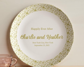Custom Wedding Plate (Shatterproof Polymer), Custom Wedding Gift, Newlywed Gift, Engagement Gift, Bride and Groom, Mr and Mrs, Bridal Shower