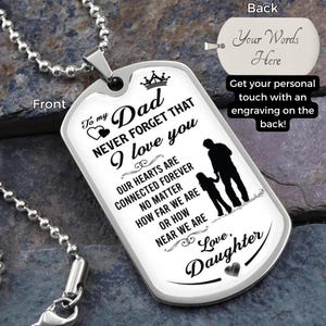 Personalized Dog Tag Necklace For Dad, Fathers Day Gift, Dad Gifts, Custom Dog Tag, Birthday Gift For Dad, Gift For Him, Engraved Necklace