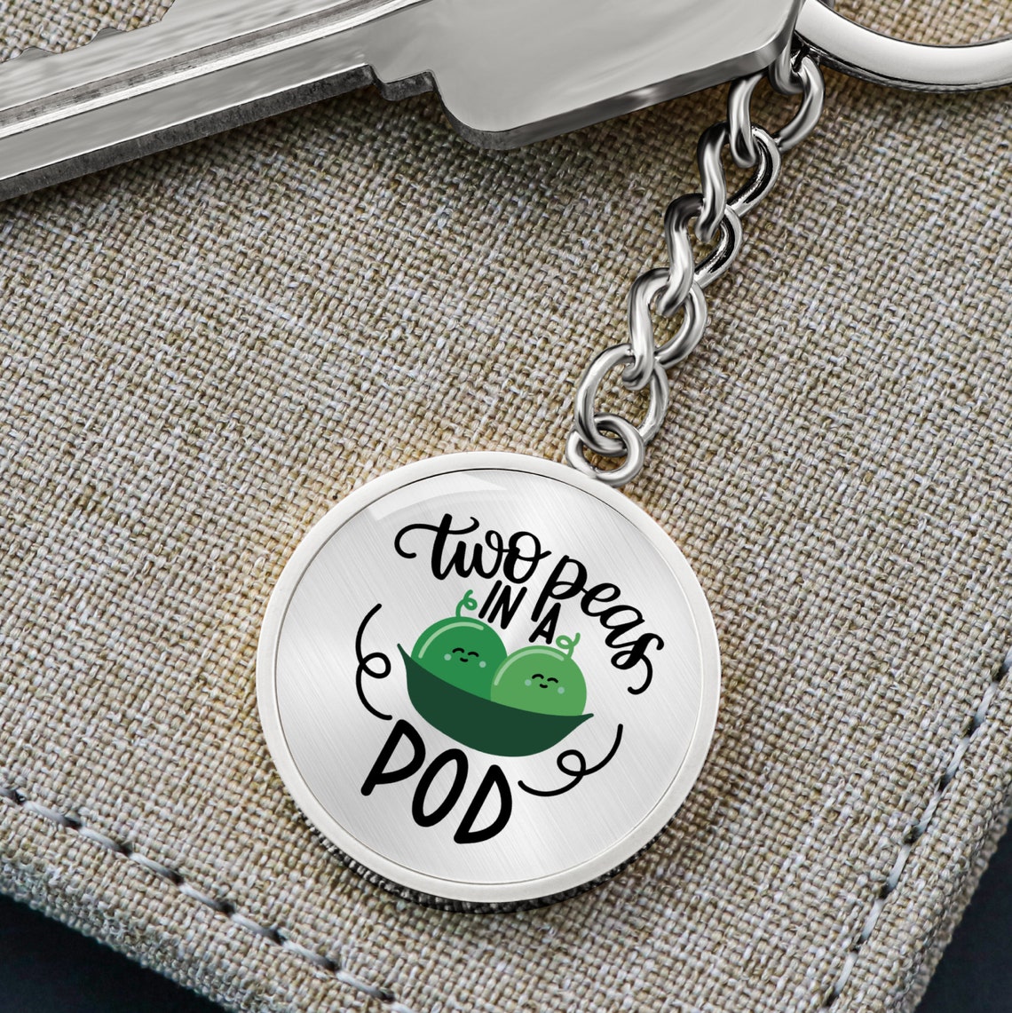Best Friend Two Peas in A Pod Keychain With Engraving Etsy