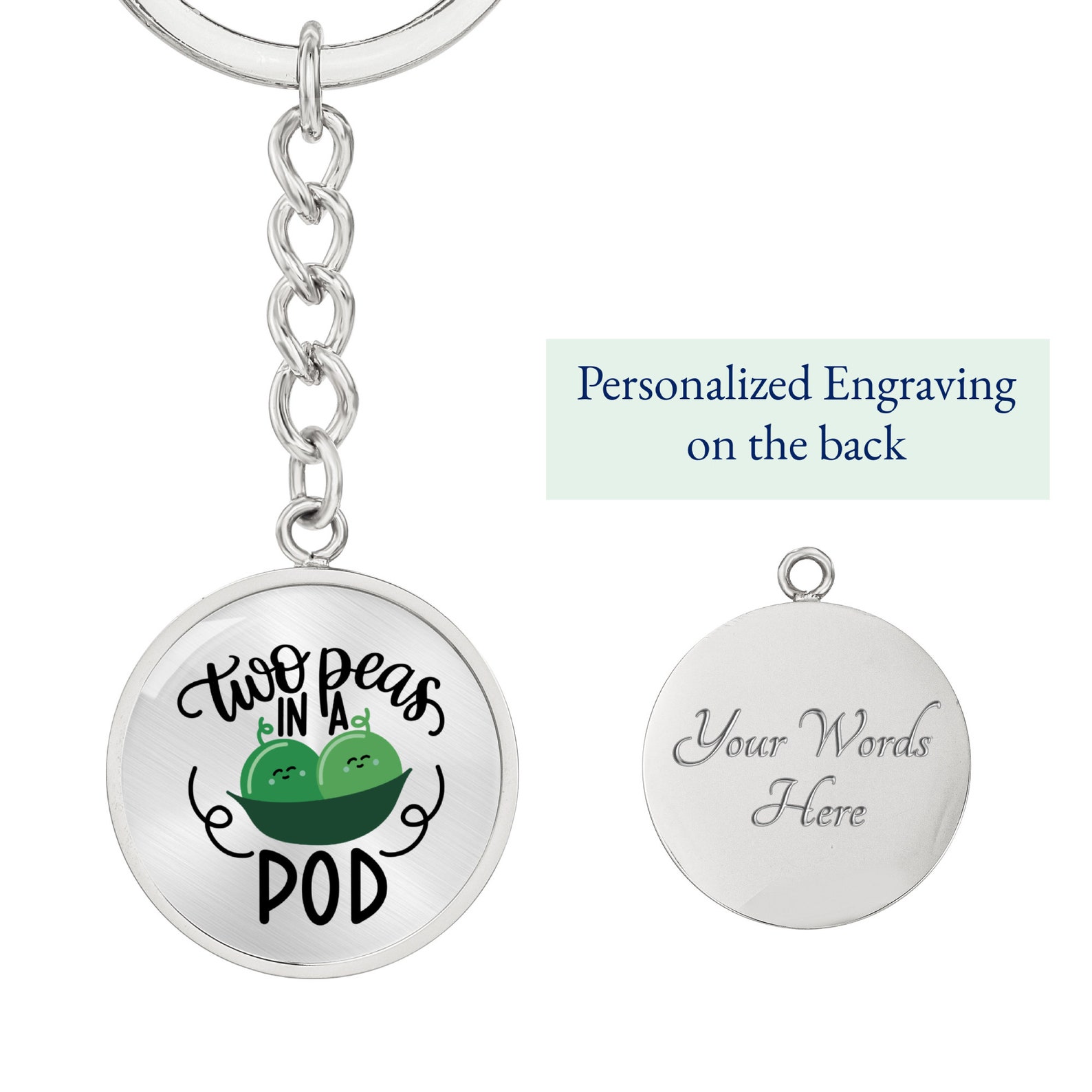 Best Friend Two Peas in A Pod Keychain With Engraving Etsy