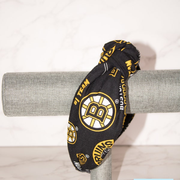 NHL Headband, Bruins headband, Bruins Topknot headband, Boston bruins headband,