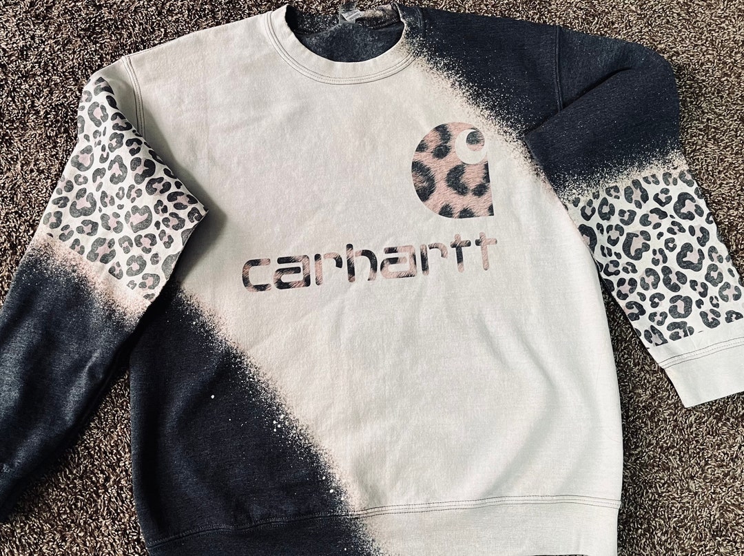 Crhartt Inspired Cheetah Sweatshirts Bleached Sweatshirts Cheetah