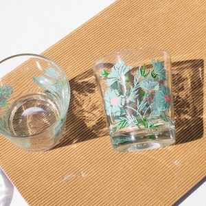 Set of 4 Vintage Taylor, Smith & Taylor Co. Ever Yours Boutonniere Rocks Glasses, Retro Floral Set, Low Ball Barware, MCM, Vintage Glassware