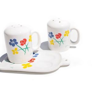 Vintage Himark Salt and Pepper Shaker Set, Ceramic Alpine Spring Design, Rangetop Set, Gourmet Himark Kitchen, Floral Stovetop Accessory