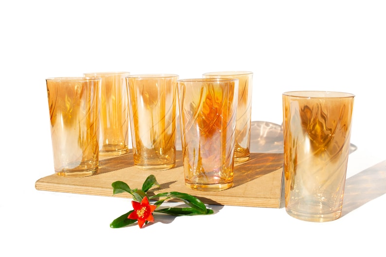 Set of 2 or 6 Vintage Glasses, Drinkware, Tumblers, Jeannette Glass, Vintage Glassware image 1