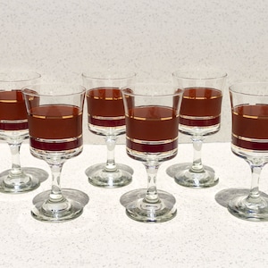 Set of 6 Vintage Libbey Glasses, Gold Trimmed Wine Goblets, Vintage Glassware