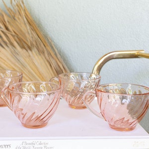 Set of 2, 4, 6 or individual Vintage Rosaline Blush Pink Tea Glasses, Arcoroc Made in France Glassware, Vintage Tea Cup, Vintage Glassware