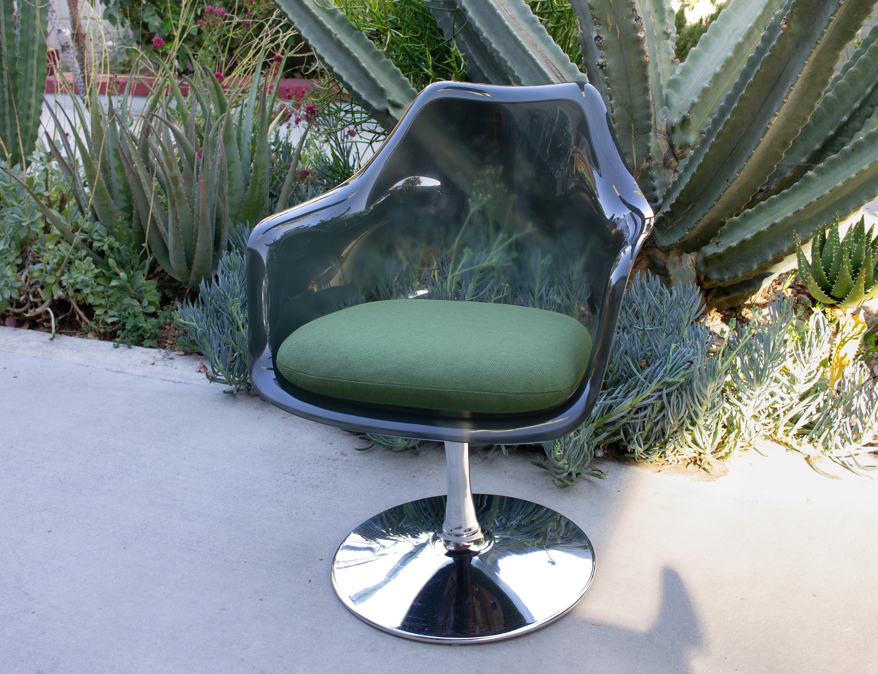 Smoked Lucite Tulip Chair: Mid-century Modern Swivel Accent Chair