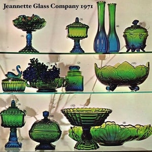 Vintage Aqua Blue Jeannette Glass Company Lombardi Serving Dish, Pressed Glass, Floral Design Centerpiece, Fruit Bowl, Vintage Glassware image 7