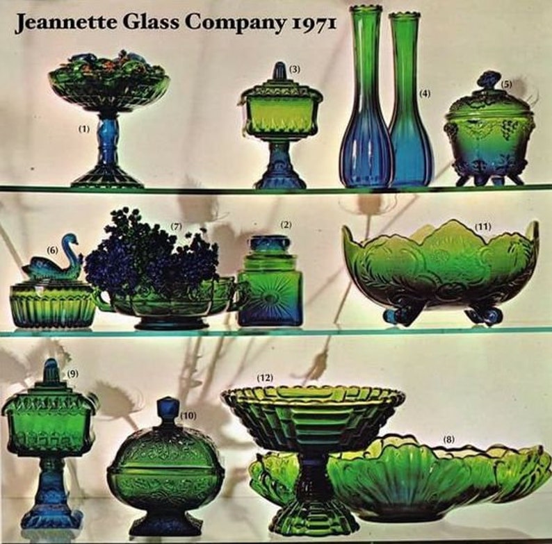 Vintage Aqua Blue Jeannette Glass Company Lombardi Serving Dish, Pressed Glass, Floral Design Centerpiece, Fruit Bowl, Vintage Glassware image 7