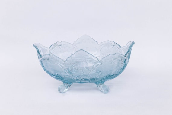 Vintage Aqua Blue Jeannette Glass Lombardi Floral Bowl - Etsy