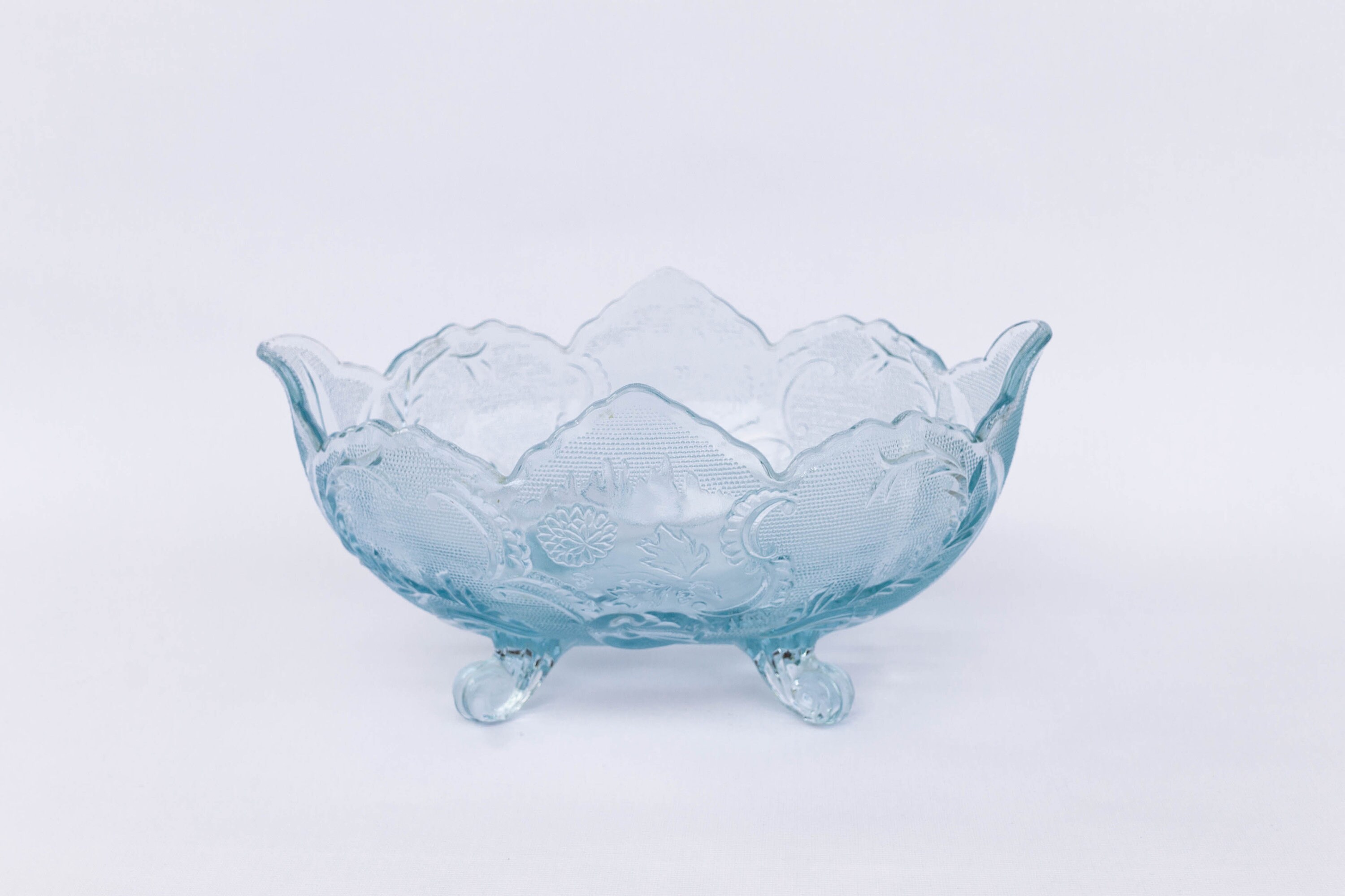 Vintage Aqua Blue Jeannette Glass Lombardi Floral Bowl - Etsy
