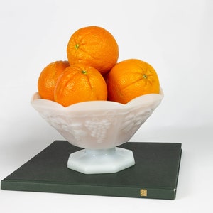 Vintage Large Milk Glass Harvest Grape Pattern Bowl, Indiana Glass Fruit Bowl, Vintage Glassware