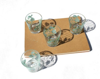 Set of 4 Vintage Floral Rocks Glasses: Taylor Smith & Taylor Ever Yours Barware