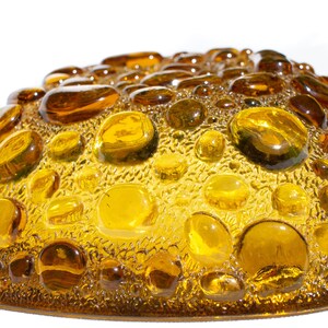 Vintage Amber Bubble Glass Kidney Bowl, MCM Blenko Amber Pebble Bubble Ashtray image 4