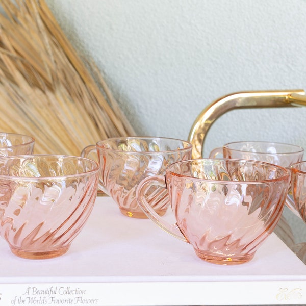 Set of 2, 4, 6 or individual Vintage Rosaline Blush Pink Tea Glasses, Arcoroc Made in France Glassware, Vintage Tea Cup, Vintage Glassware