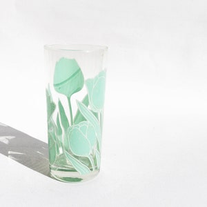 Vintage Culver Pastel Tulip Tumbler Glasses, Highball Cocktail Bar Cups, 12 oz Drinking Glasses, Vintage Glassware Replacements Teal Glass