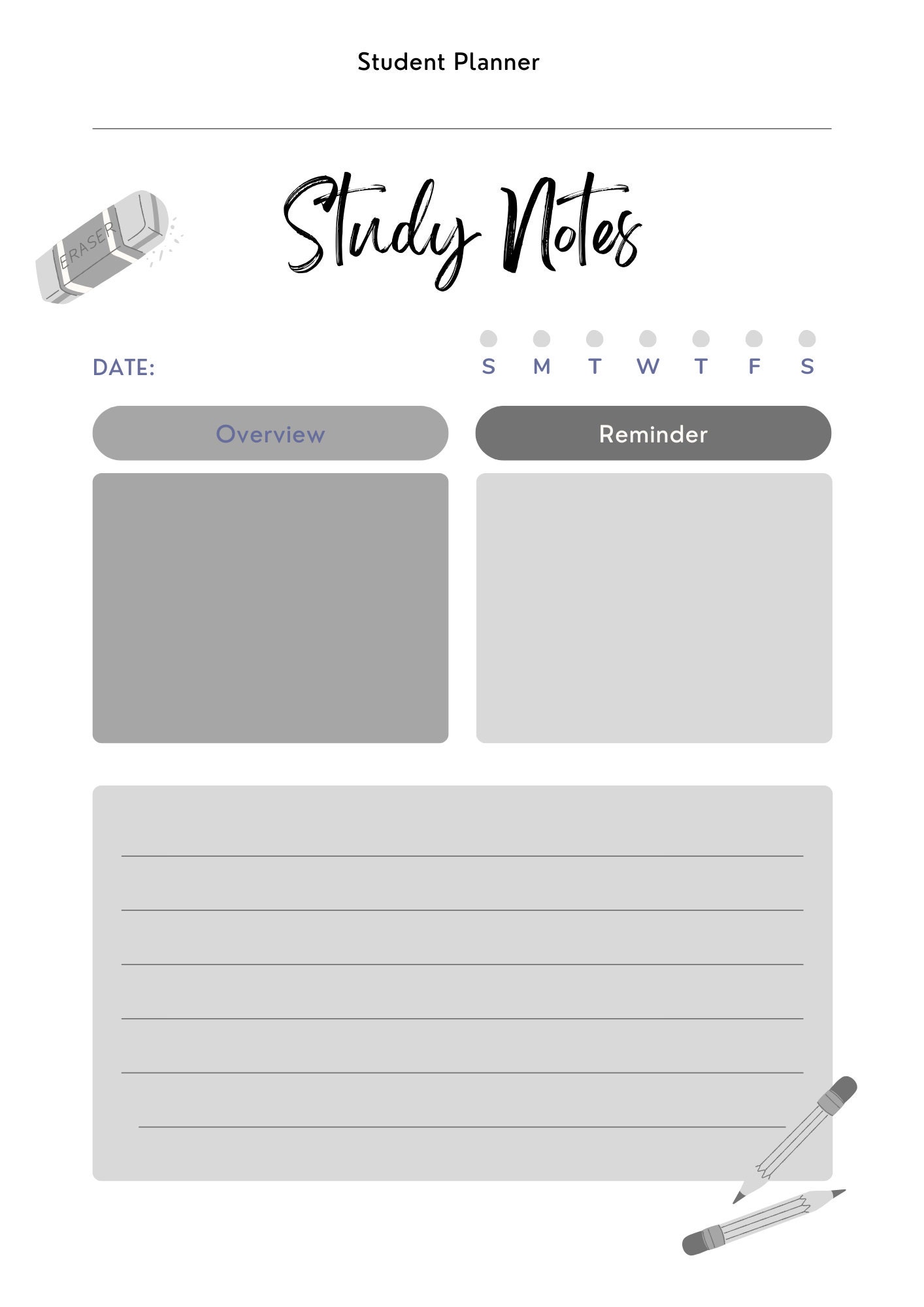 Notes Tracker Photo Digital Study Notes Tracker | Printable Student Daily Planner | Study ...