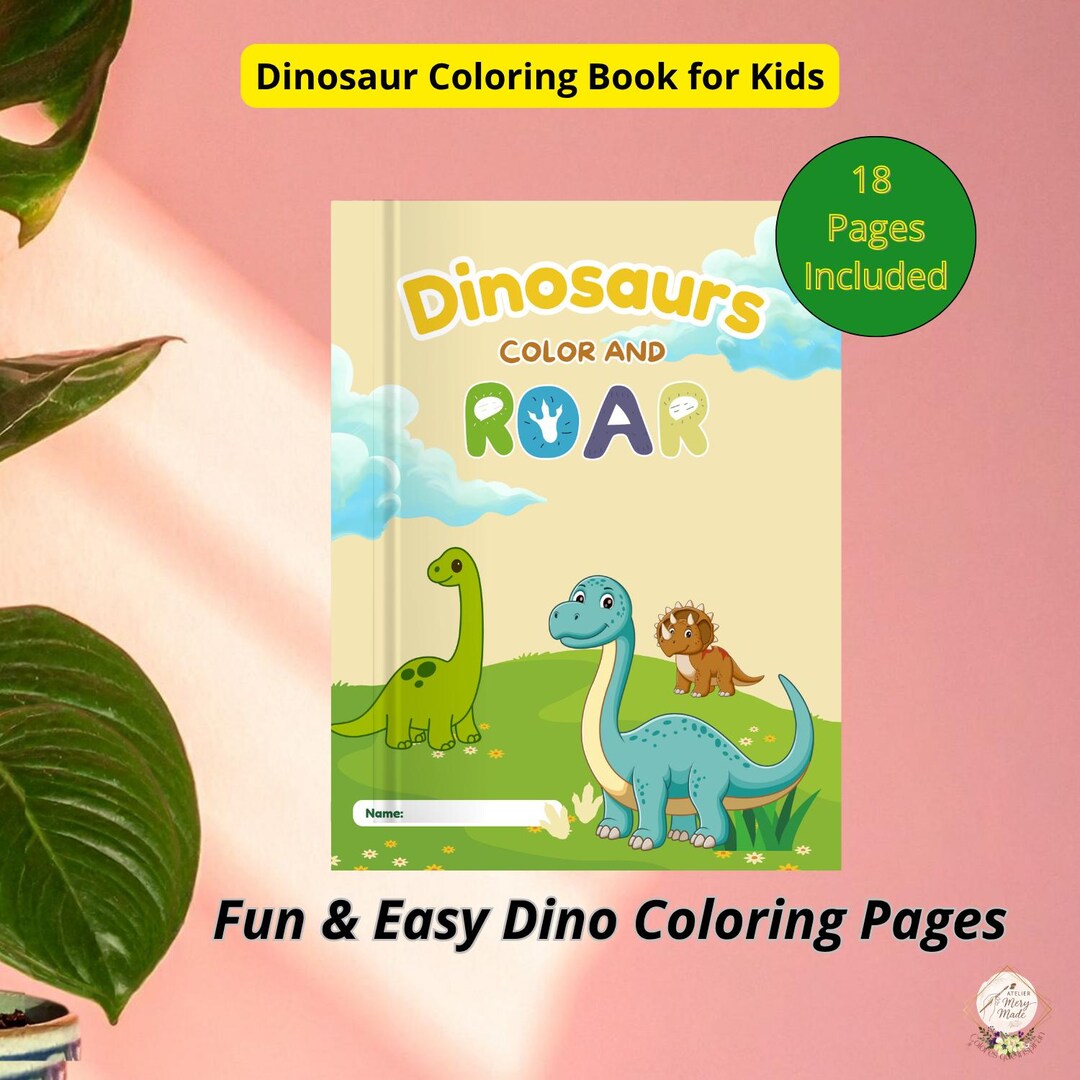 Dinosaur Coloring Book for Kids | Cute & Easy Dino Coloring Pages | 18 ...