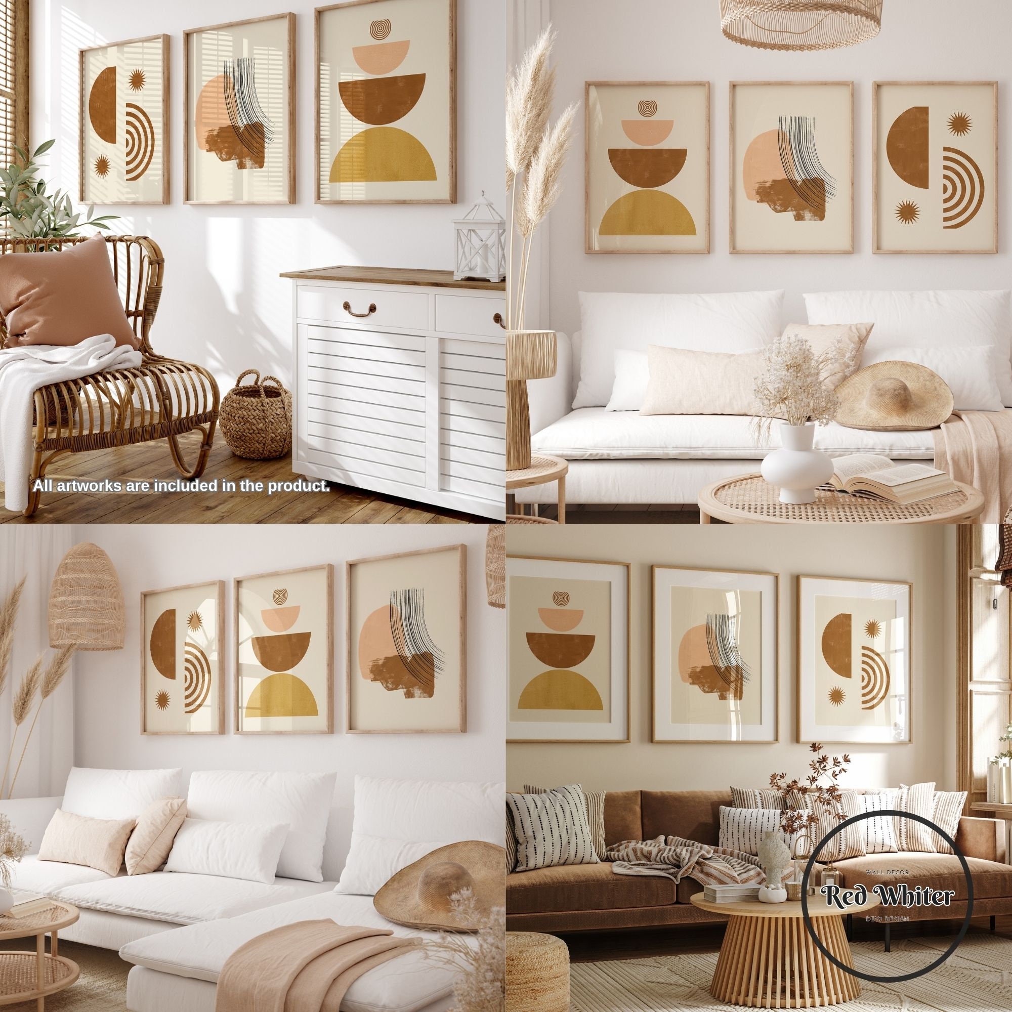 Mid Century Modern Boho Wall Decor, Printable Art, Abstract Wall Art