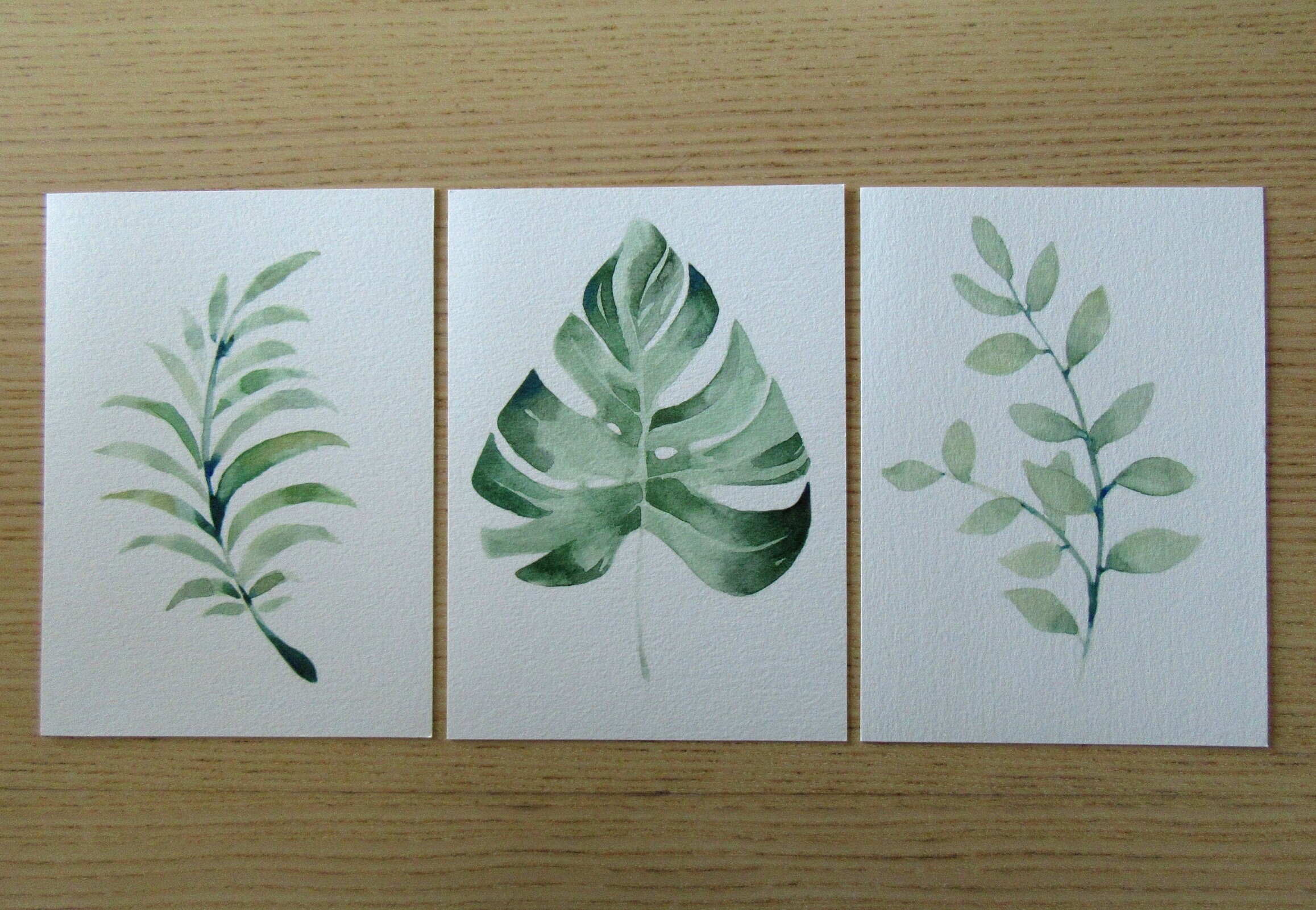 Affichettes Feuilles Aquarelle/3 Modèles