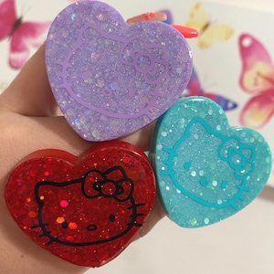 Handmade Kitty Face Heart Shaped Phone Grips