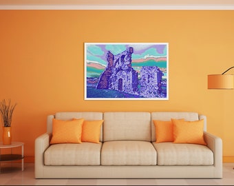 Edinburgh Photography, Scotland Photography, Pastel print, Castle photo, Ruins, UK, United Kingdom, Wall Art, Photo Print, Local Artist